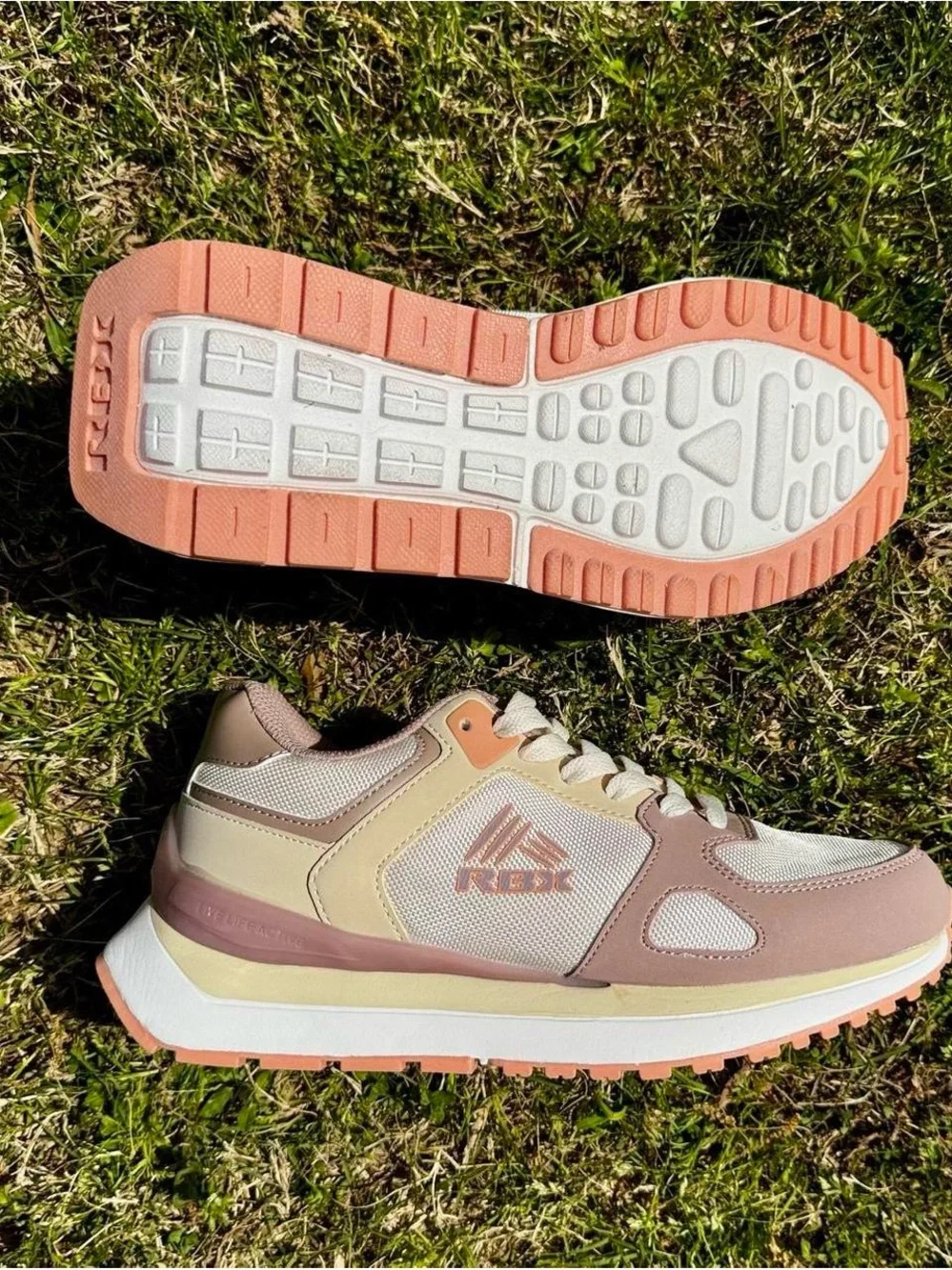 RBX Women's Pink and Cream Retro Runner Sneakers